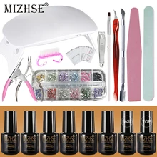 MIZHSE акриловый набор для ногтей, набор гель-лаков для ногтей, набор для маникюра, УФ-гель, набор для гель-лака с 6 Вт светодиодной лампой