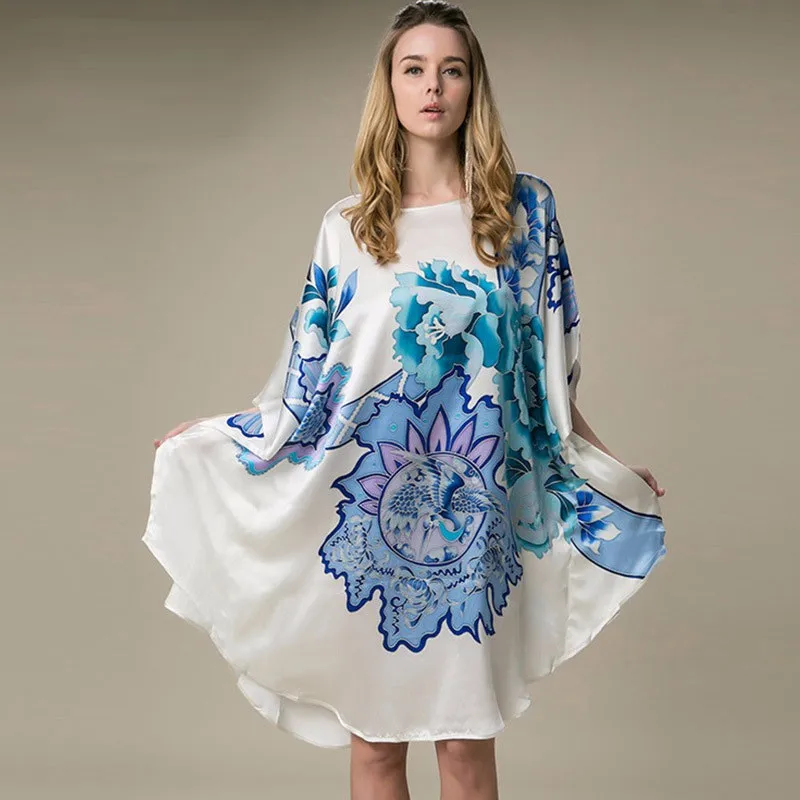 Шелковое атласное платье натуральный шелк тутового шелкопряда для женщин платья для плюс размеры домашнее платье картина ручной работы п
