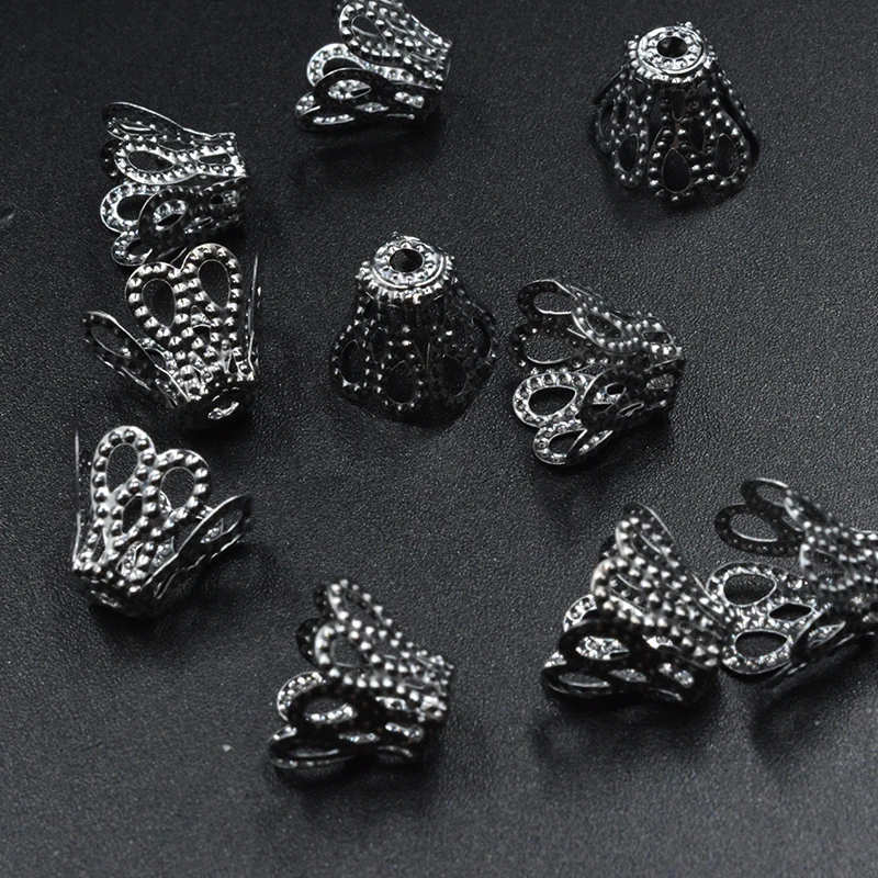 Buy 300pcs Gold Brass Flower Metal End Caps For