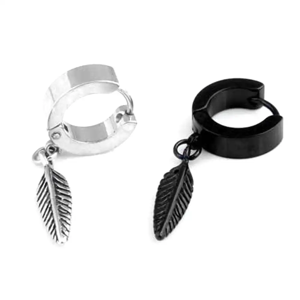 

1Pc Punk Men Feather Pendant Stainless Steel syuds Earring Party Jewelry Gift hot