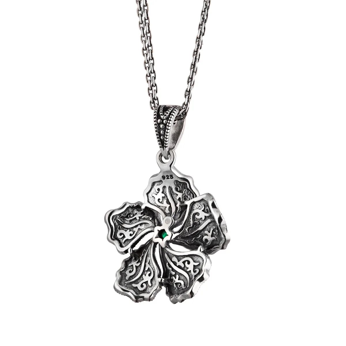 Новинка женский кулон из натурального камня с серебряным марказитом|sterling silver|flower