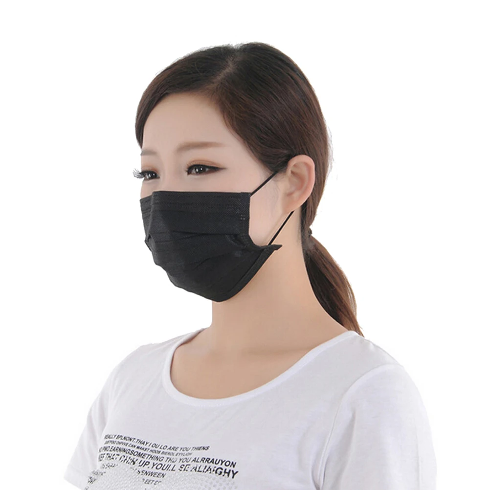 

10pcs/pack 4 Layer Medical Dental Earloop Activated Carbon Anti-Dust Face Surgical Masks Non Woven Black Disposable Face Mask
