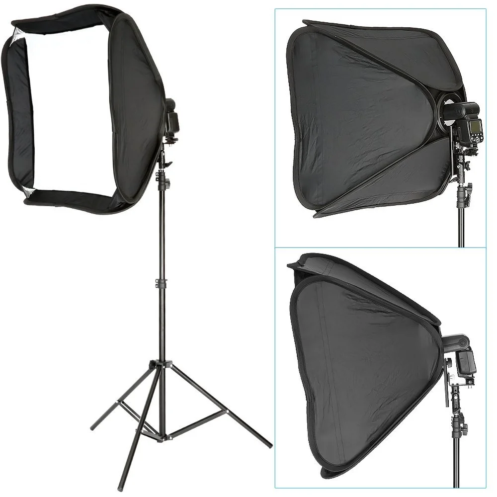 Professional Protable Off Camera Flash Softbox & Stand Kit (1) 24"x24