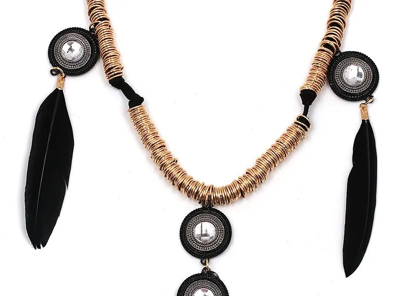 New Arrival feather pendant fashion necklace design statement tassel necklace & pendant choker collar pendantNecklace (red)NHJJ1540