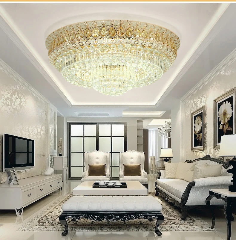 Современная роскошь круговой кристалл потолочный светильник для Гостиная дома лампа для столовой лампа Отель Творческий Ретро железа