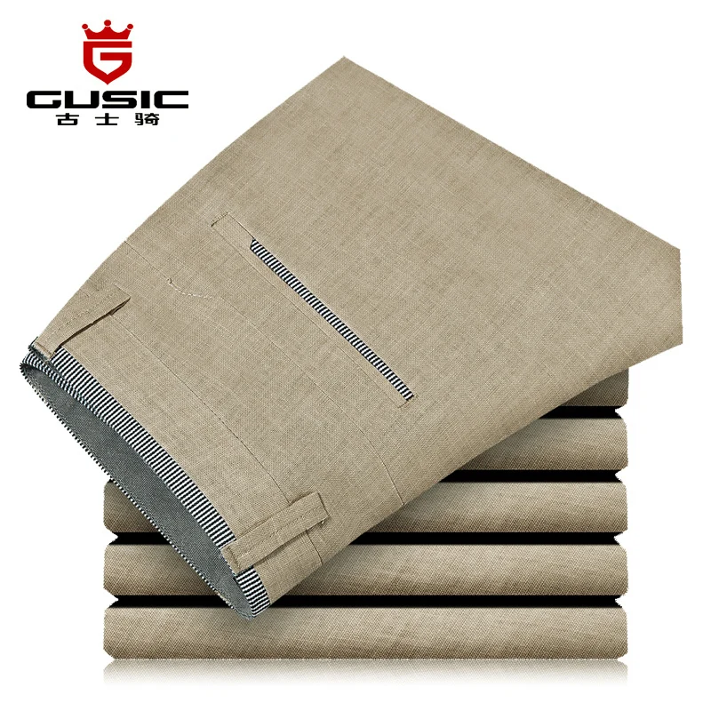 Fashion Mens Linen Pants Brand GUSIC 
