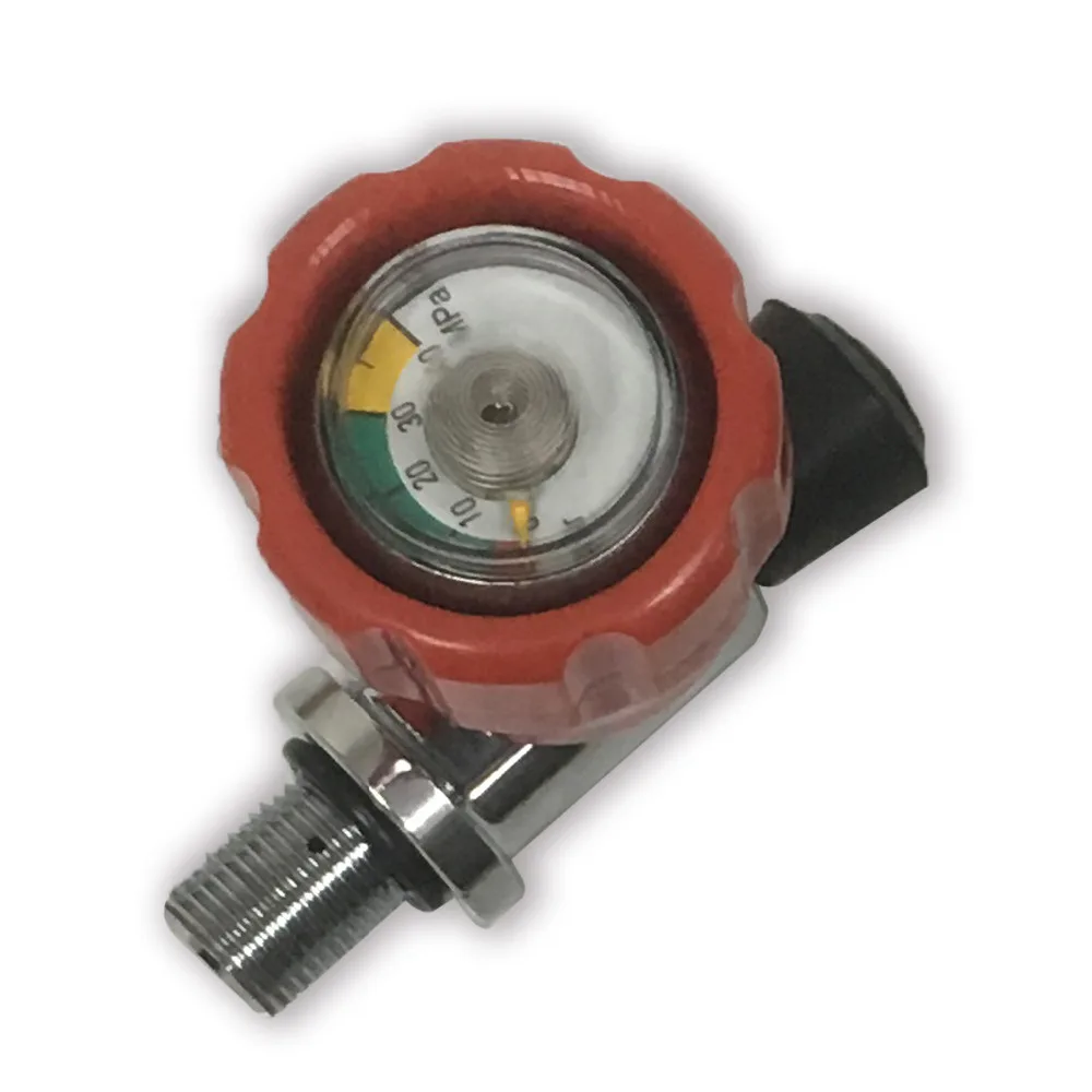 AC911 With Gauge Red Safety 4500PSI valve for Composite Compressed Air Cylinder for Paintball Airsoft Gun Hunting Acecare