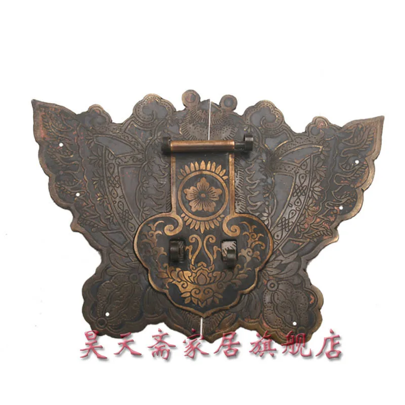 

[Haotian vegetarian] Chinese home copper fittings / copper box buckle / Zhangmu Xiang hasp HTN-029 box copper handle
