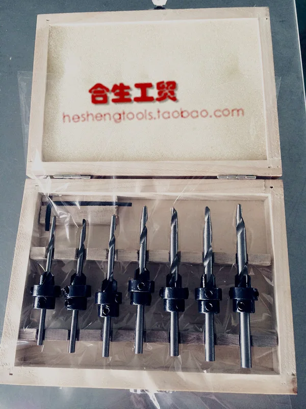 

high speed steel 7 piece sets woodworking tapered drill wood screw drill countersink drill chamfering reaming drill and opener