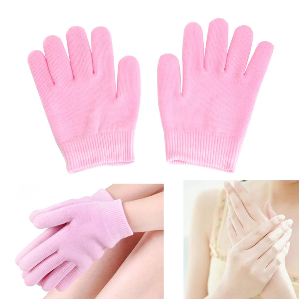 

2Pcs Pink SPA Hand Spa Moisturising Gel Whiten Skin Gloves Mask Dry Hard Skin Care 19.5 x 9cm
