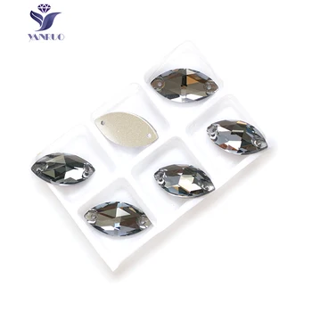

YANRUO 3223 Navette Black Diamond Sewing Accessories Flat Back Sew On Stones Horse Eyes Rhinestones For Clothes