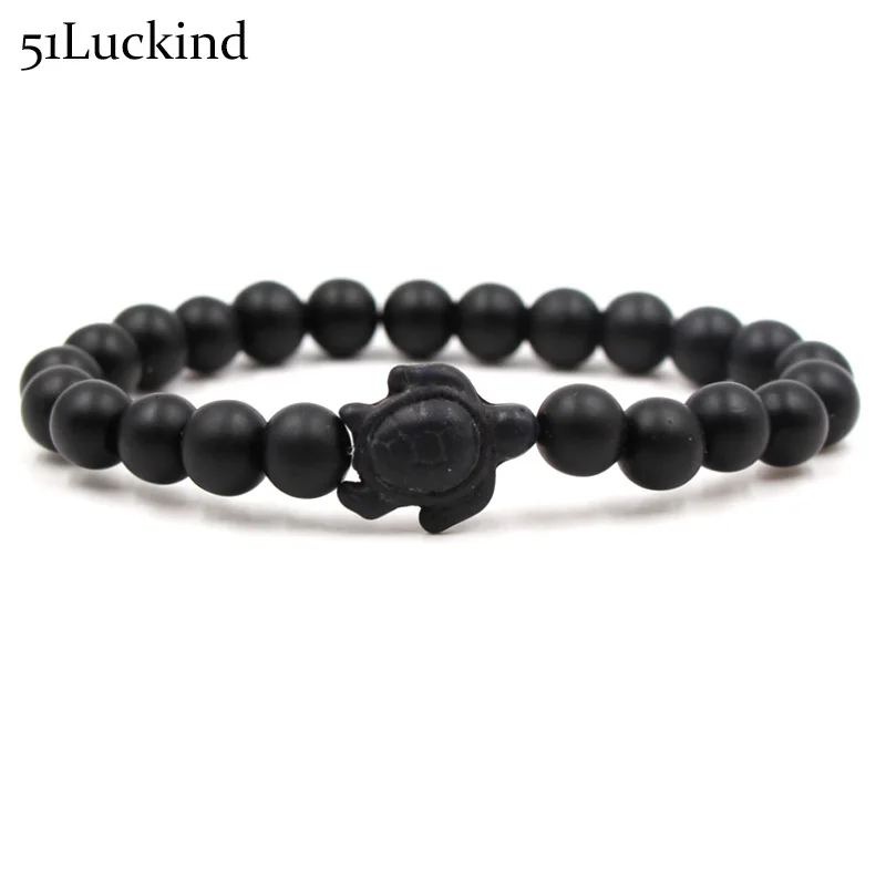 

Boho Turtle Design Natural Stone Beads Bracelet Antique Cuckold Elastic Handmade Braslet For Women Men Summer Hand Jewelry