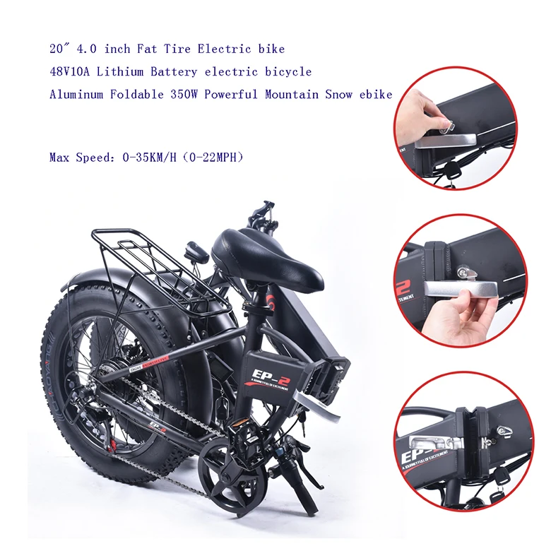 Clearance Electric bike 20" 4.0 Fat Tire bike Aluminum Foldable electric Bicycle 48V12A Lithium Battery 350W Powerful Mountain/Snow e bike 8