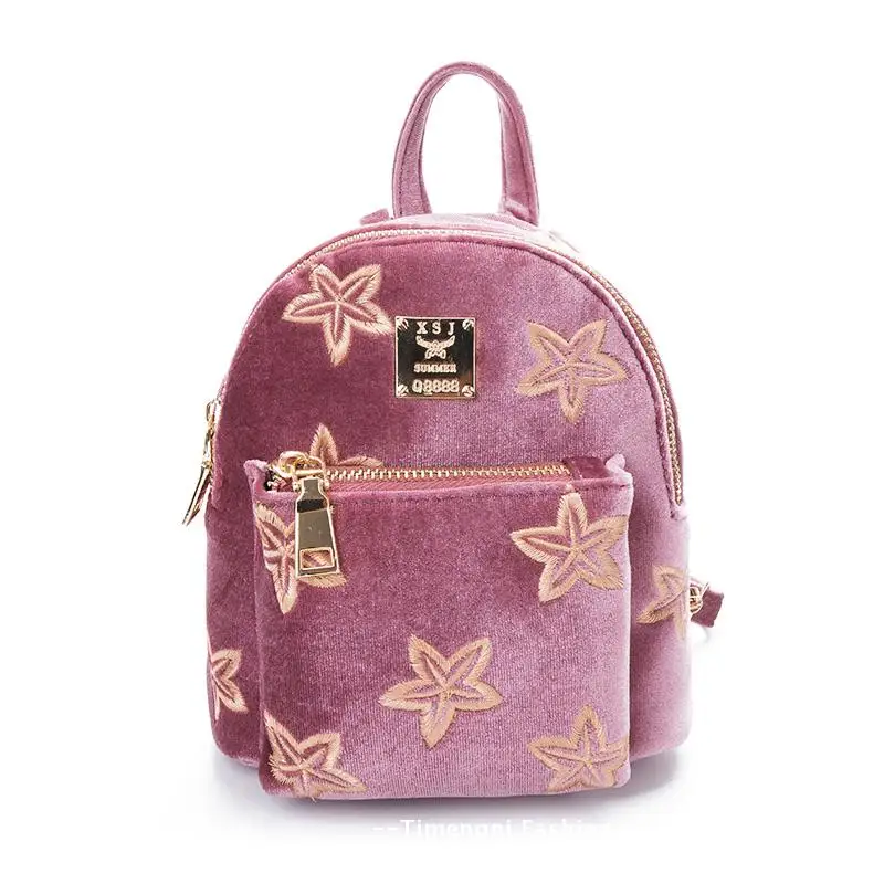 

New Fashion Women Mini Velvet Backpack Designer High Quality Casual Style Travel Backpack School Bag For Teenage Girls