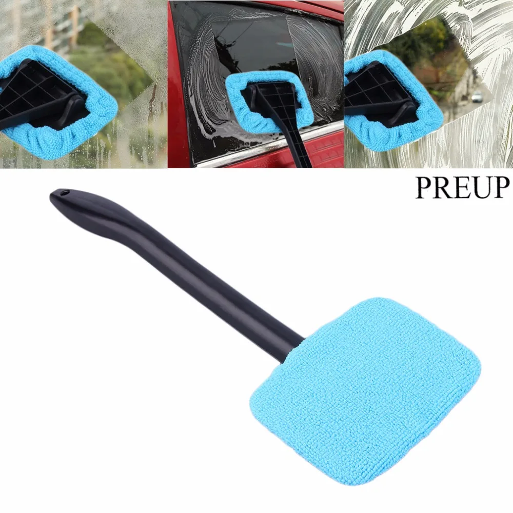 

PREUP 1pc Microfiber Auto Window Cleaner Long Handle Car Washable Brush Car Window Windshield Wiper Cleaner Cloth Clean Tools