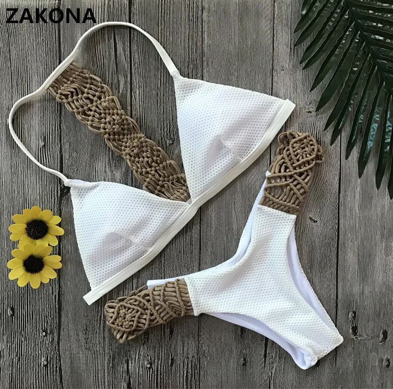 2018 новый ручной крючком бикини с тесьмой 2017 Новый Дизайн Sexi женский купальник