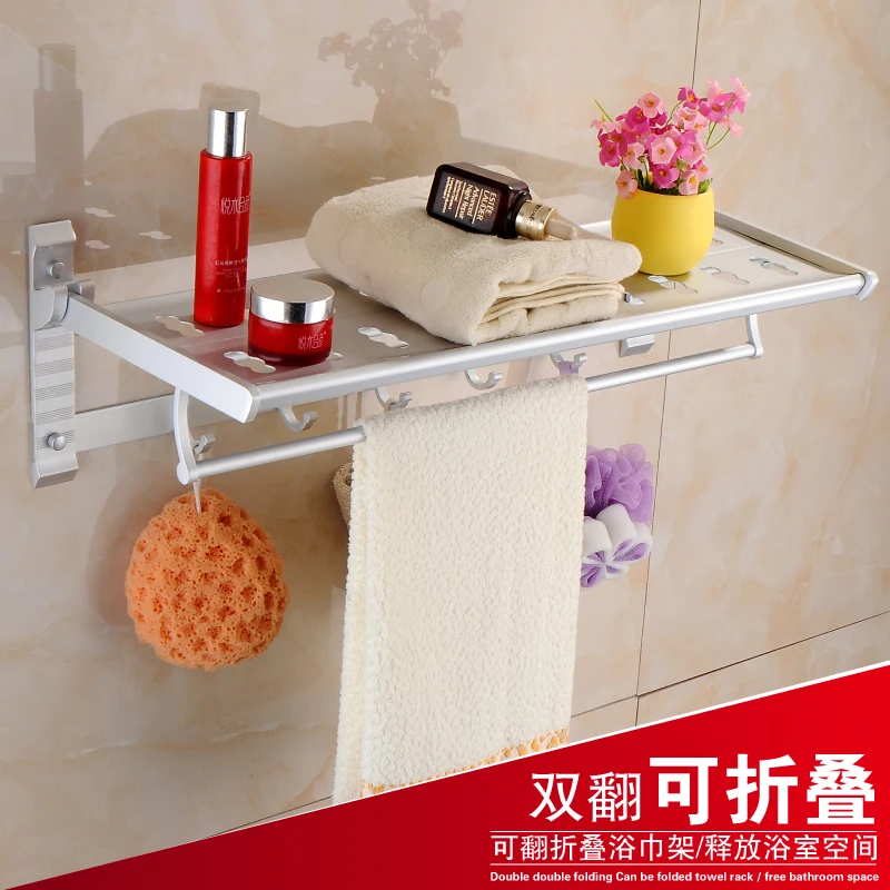 Free shipping bathroom shelf aluminum wall folding bathroom towel rack