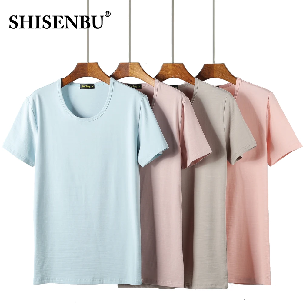 Men Bamboo Fiber T-Shirts 2018 Men's summer T-Shirts Tops Male Short Sleeve Cotton Tops tees bodybuilding Fold T-shirt man 3XL (5)