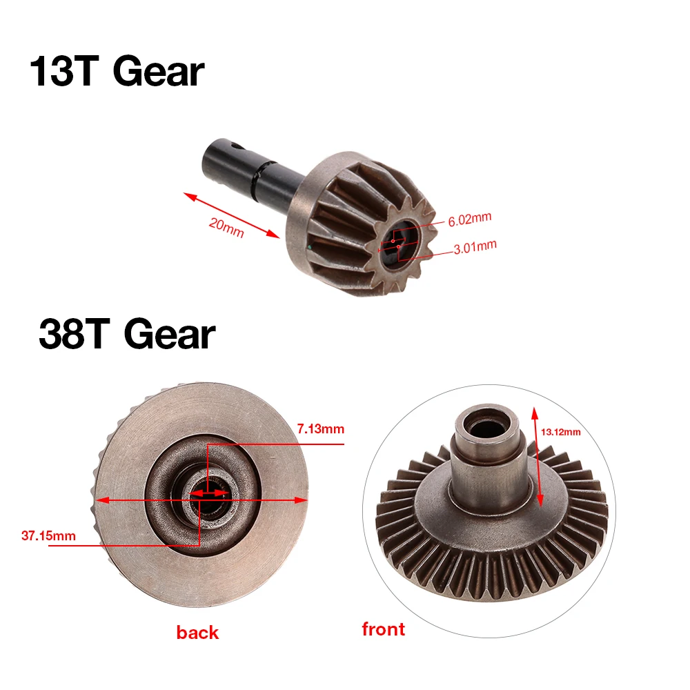 13T 38T Metal Crown Gear Motor Differential Main Gear Combo for Front Rear Axle AXIAL SCX10 90021 90022 Off-Road RC Truck Car (1)