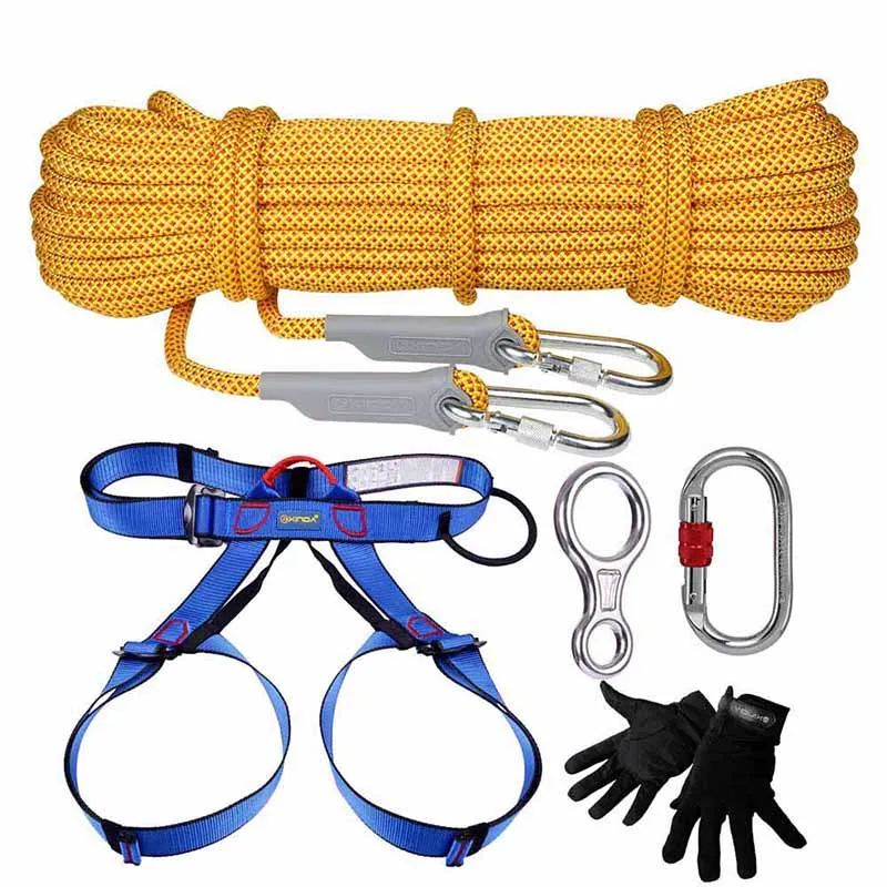 Outdoor Climbing Equipment 5 Set Mountaineering Safety Rope Device Fire Rescue Half Body Waist Support Belt Carabiner Accessorie|Climbing Accessories| - AliExpress