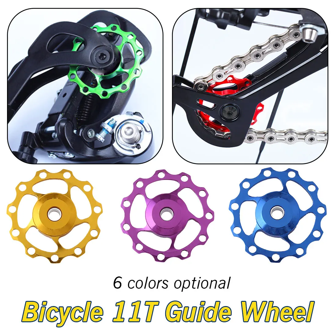 1 Pcs Bicycle 11T Gear Guide Pulley Aluminum Alloy Bearing Jockey Wheel