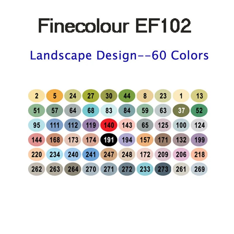 Finecolour EF102 двухсторонняя кисть для рисования 36/72/160 мягкая фломастера рисовать Архитектура/одежда/Промышленность/Дизайн интерьера - Цвет: 60 landscape EF102