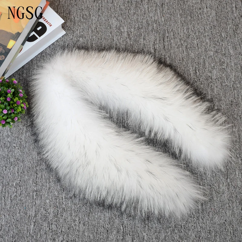 

NGSG Women Winter Genuine Fur Raccoon Collar 50cm Jacket Coat Fur Collars 80cm White Black Tip Real Raccoon Fur Scarf SF13060-7