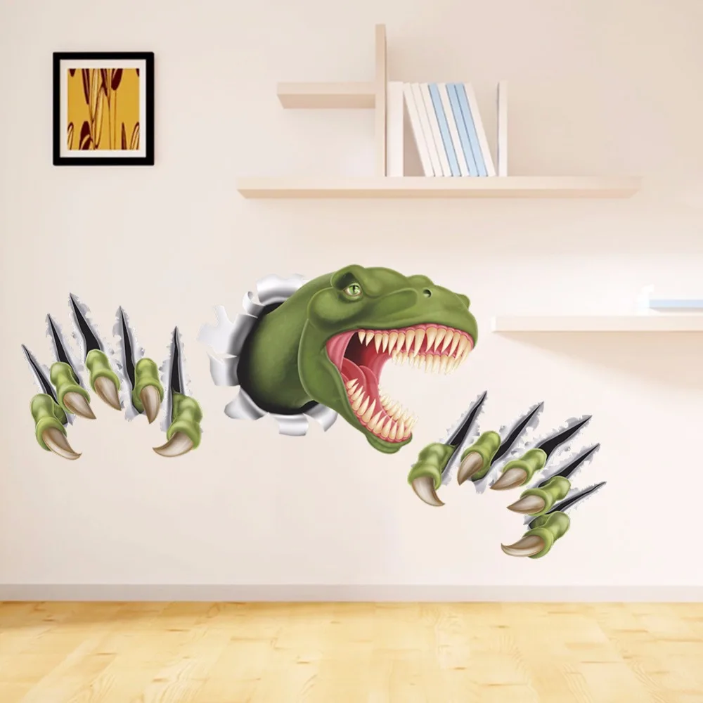 Мир парк динозавры наклейки на стену для детской комнаты декор для комнаты мальчика 3d оконный эффект наклейки на стены плакат настенная бумага Фреска