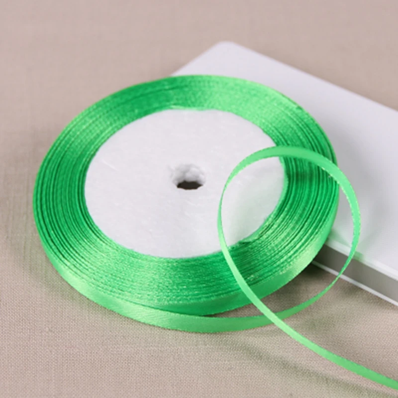 (25 yards/roll ) 6mm Single Face Satin Ribbon Wholesale gift packing Christmas ribbons 52 Green | Дом и сад
