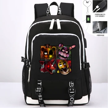 

Five Nights At Freddy Bonnie Foxy Chica Bear Book bag Rucksack Student School Bag For Boys Girls Travel With USB Port Charging