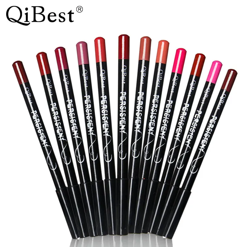 

12 Colors/Set Qibest Professional Cosmetic Waterproof Long-lastingLip Liner Pencil Lipliner Pen Functional Eyebrow Eye Lip Tools