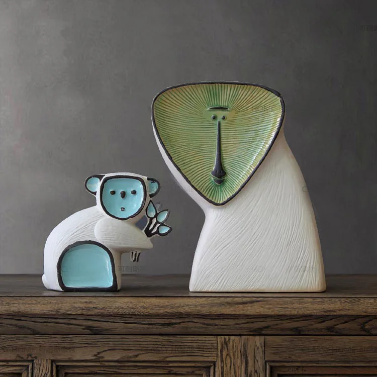 Goede Creatieve Keramiek Aap Familie Beeldjes Miniaturen Mooie Ornament Home Decor Dier Ambachten Decoratie Accessoires DHL VERSCHEEPT