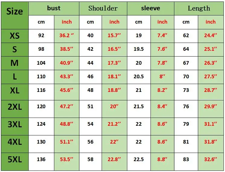 Brazilian Size Chart