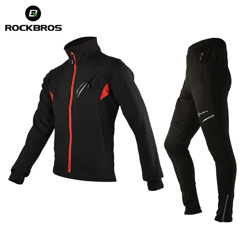 

ROCKBROS Winter Fleece Hiking Sets Pants Jacket Sport Trousers Climbing Cycing Outdoor Sports Jersey Warmer Hik Set Clothing