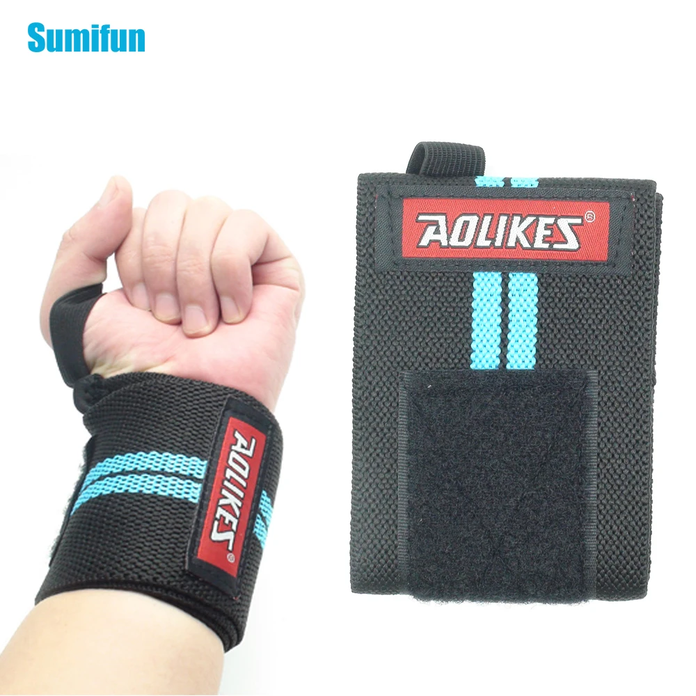 1Pair Adjustable Wrist Brace Fitness Weightlifting Dumbbell Bandage