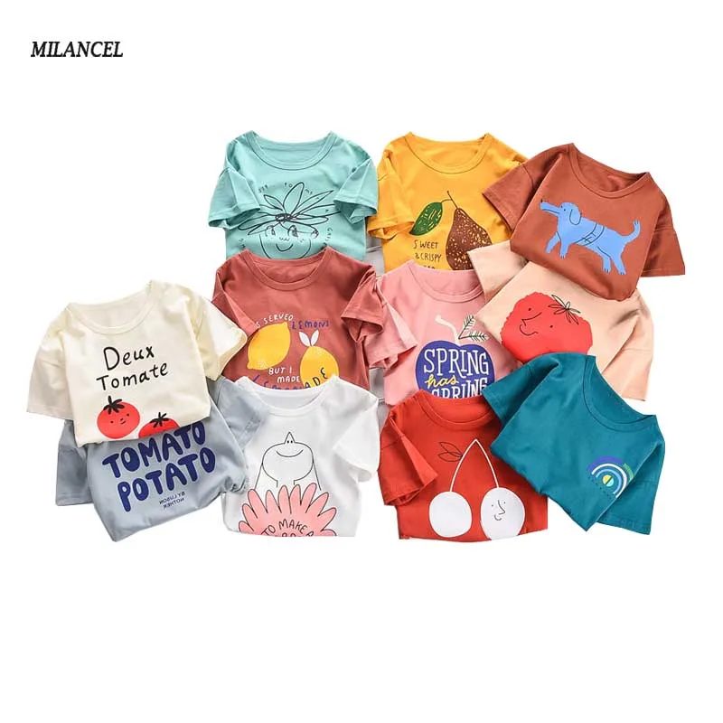 

MILANCEL 2019 Children Clothes Cartoon Style Boys Tee Korean Style Girls T-shirts Cotton Girls Base Tops