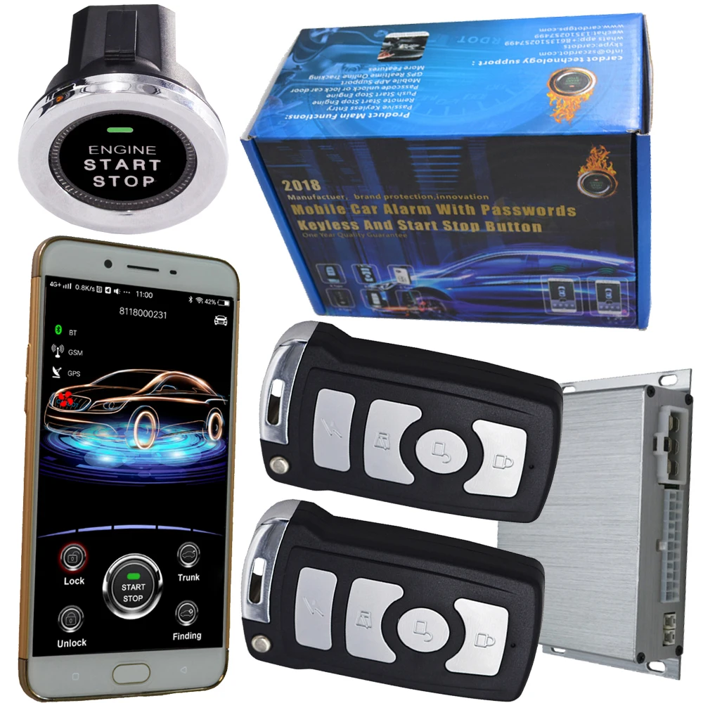 

keyless remote engine car starter GSM GPRS GPS Vehicle tracker Locator Car Alarm with remote engine start stop bluetooth entry