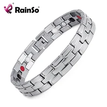 Nuevo 2017 de la moda de rainso marca 3 classic silver pulsera magnética de acero inoxidable elementos de atención médica para los hombres osb-086-02s