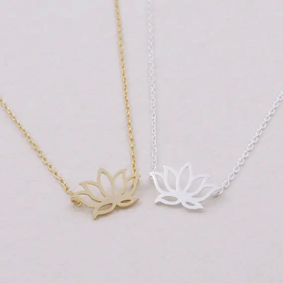 Gold and Silver Lotus Necklace,tiny pendants