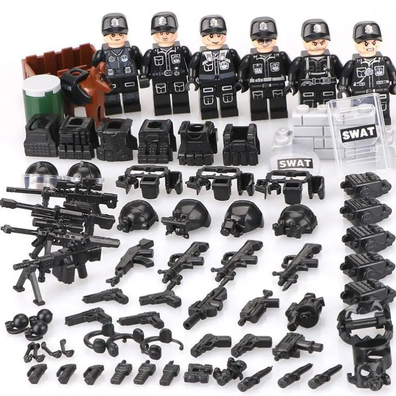 Moc Compatible Legoinglys Military minifigure Bicks Swat Police Army Team Mini Figure Building Bloc