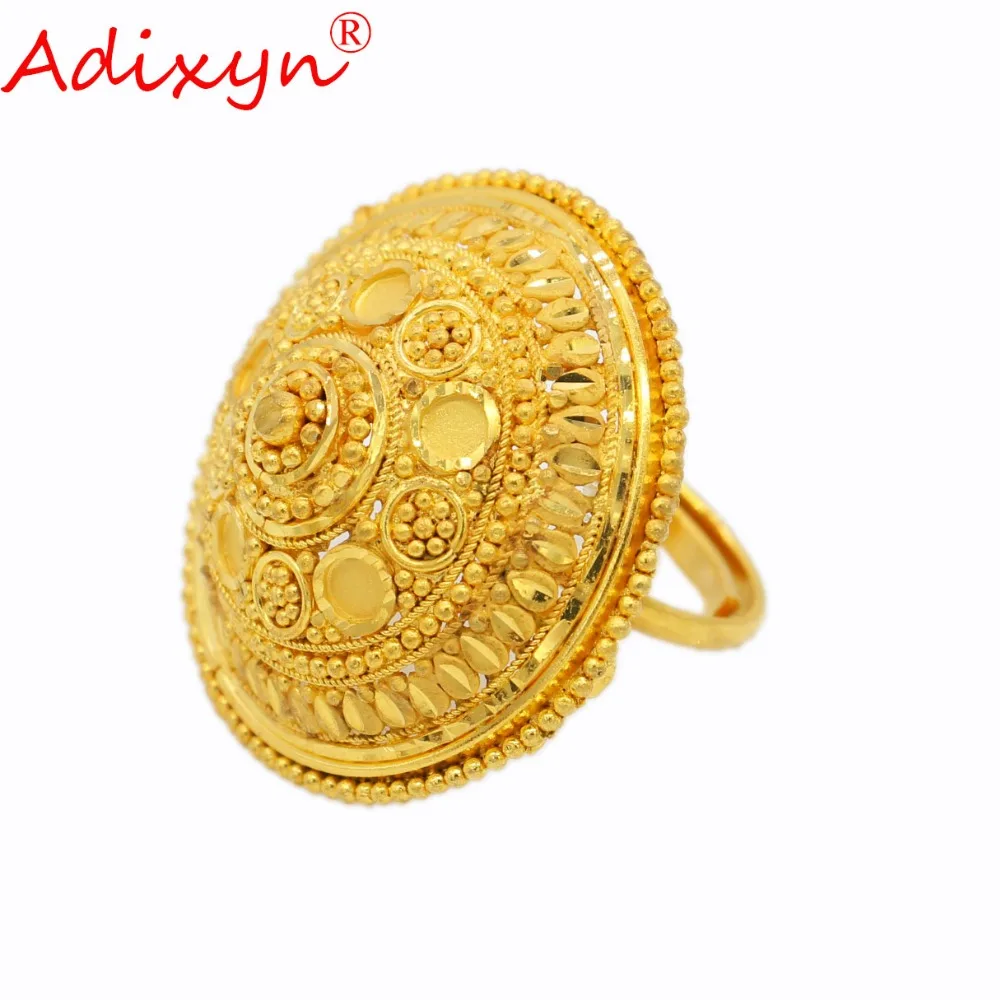 

Adixyn Round Big Size Wide Ring for Women/Teenage Girls Gold Color Engagement Jewelry India/African/Ethiopian/Arab Items N03051