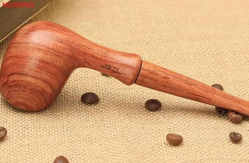 8 rosewood straight smoking pipe with wooden mouthpiece stem good look