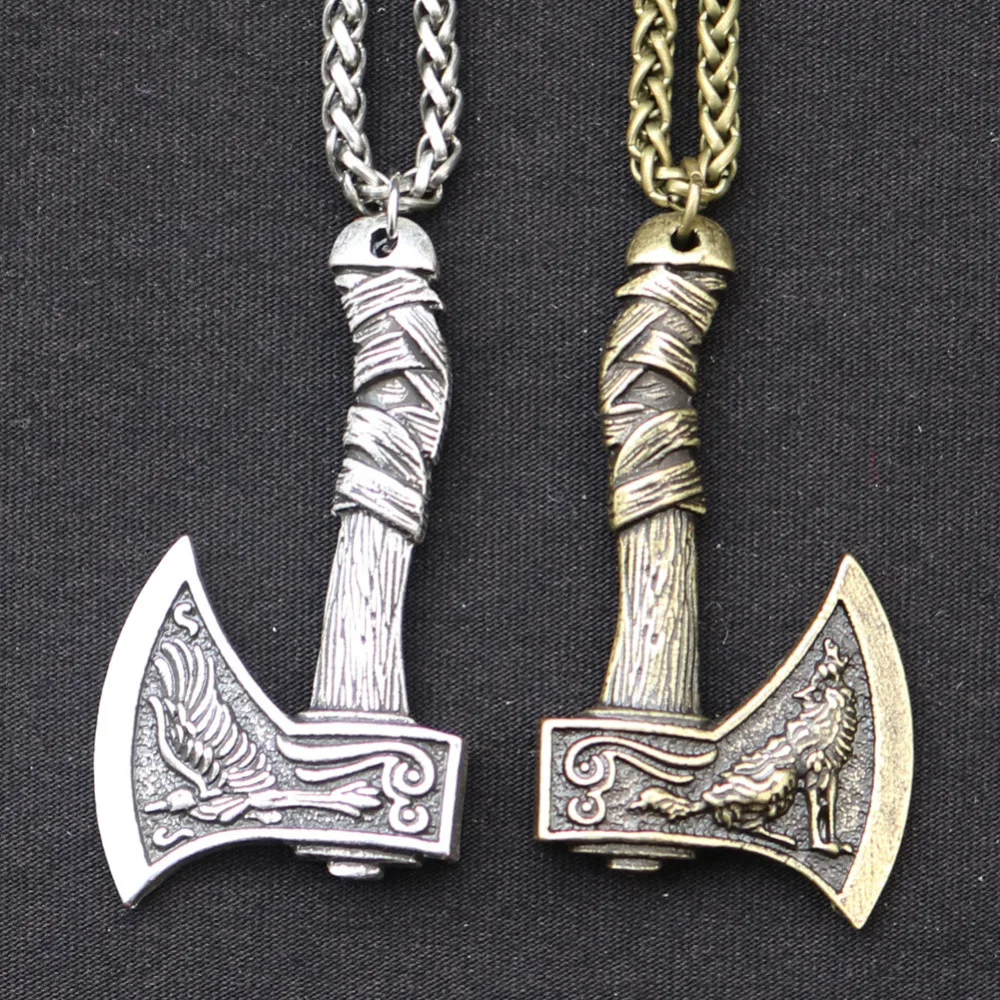 

Wholesale antique Celtic mythology Celts Viking Wolf crow axe Necklace free ship 12pcs/lot