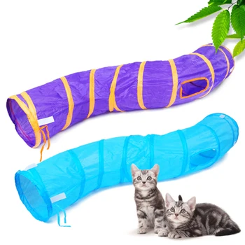 

S Shaped Double Heads Pet Tunnel Foldable Playing Round Tube Pet Toy Supplies Accessories