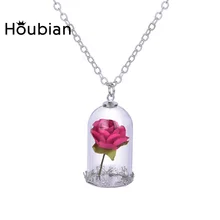 Ожерелье с классическим стеклянным флаконом, ожерелье с подвеской в виде принца розы, Ретро Кристалл, Натуральные сушеные цветы, ожерелье для мамы и семьи