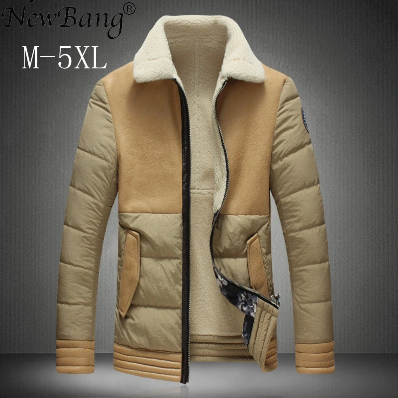 Мужская кожаная куртка NewBang черная мотоциклетная с мехом 4XL 5XL|mens fur coat|brand leather jacket