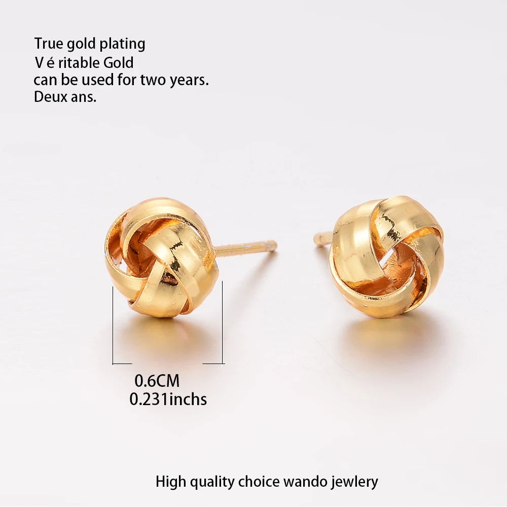 Серьги гвоздики WANDO Twist ball золотистого цвета Женские Ювелирные изделия с жемчугом