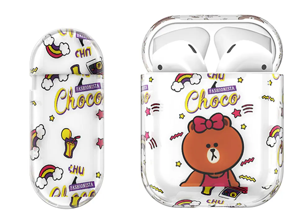 Модный жесткий чехол из поликарбоната с кристаллами для APPLE Airpods 1 2 Чехол прозрачный чехол милый мультяшный Bluetooth чехол для гарнитуры наушников коробка