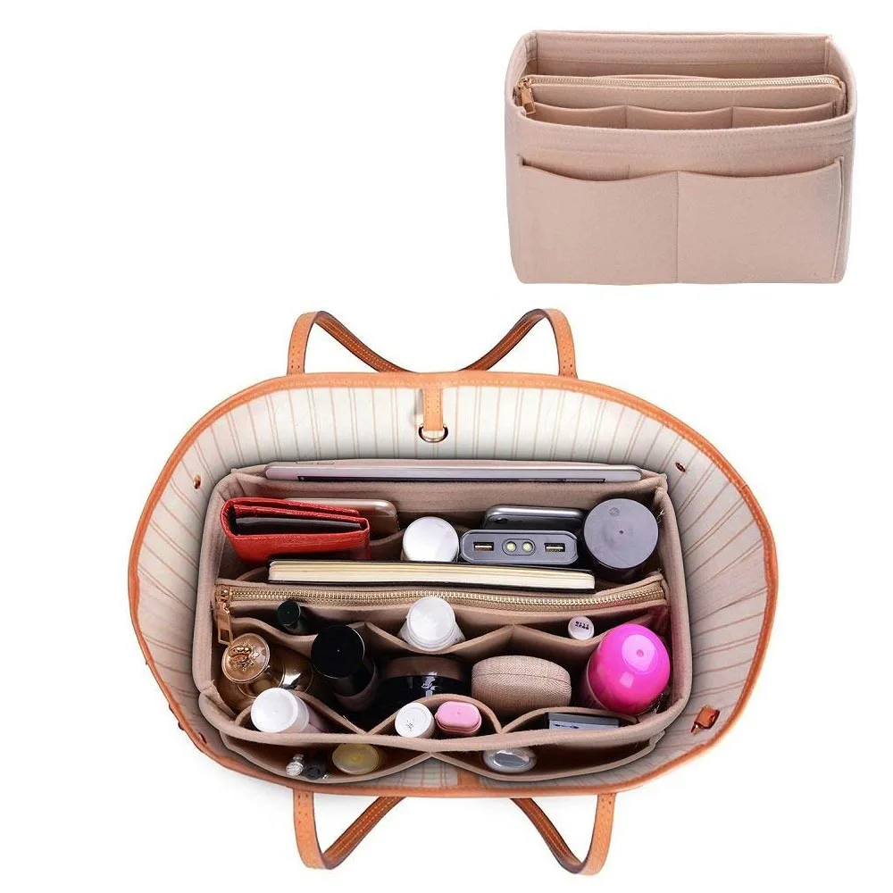 Makeup organizer Make up Organizer Insert Bag For Handbag Felt Bag with zipper Travel Inner Purse Fit Cosmetic Bags Fit Various Brand Handbags makeup organizer cosmetic bag cosmetic storage bag makeup bag cosmetic case purse organizer insert