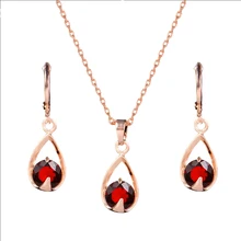 MISANANRYNE горячие наборы свадебных ювелирных изделий Женские Золото Цвет красный/белый Капля воды фианит циркон ожерелье серьги